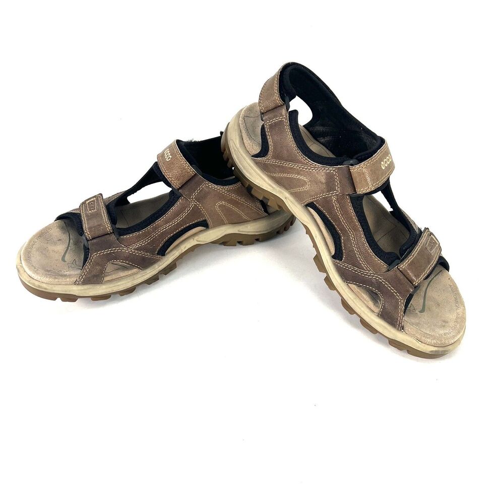Ecco Yucatan Men's Size 47 13-13.5 Brown Leather Strappy Hiking Outdoor Sandals